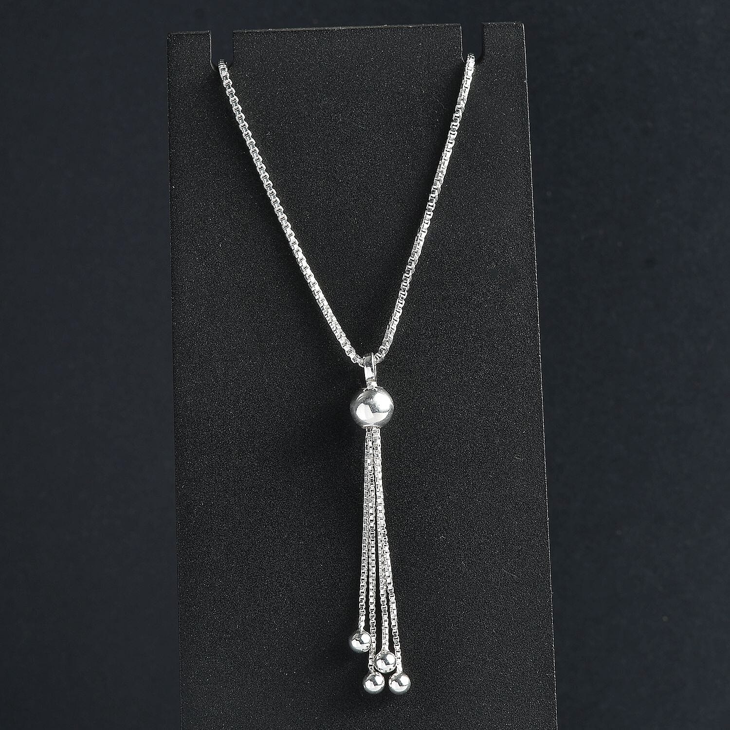 Sterling Silver Beaded Tassle Necklace (Size - 20) with Lobster Clasp