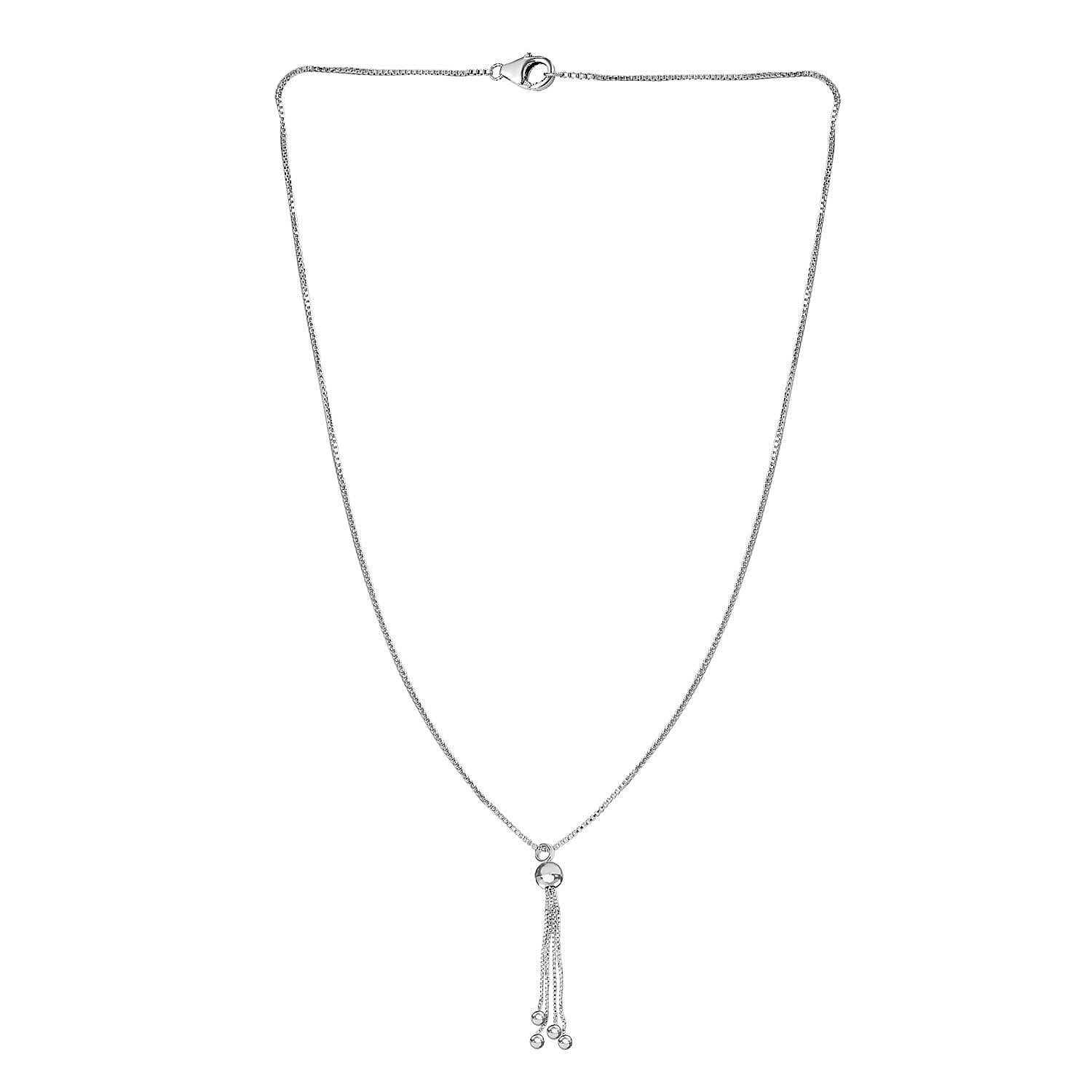 Sterling Silver Beaded Tassle Necklace (Size - 20) with Lobster Clasp