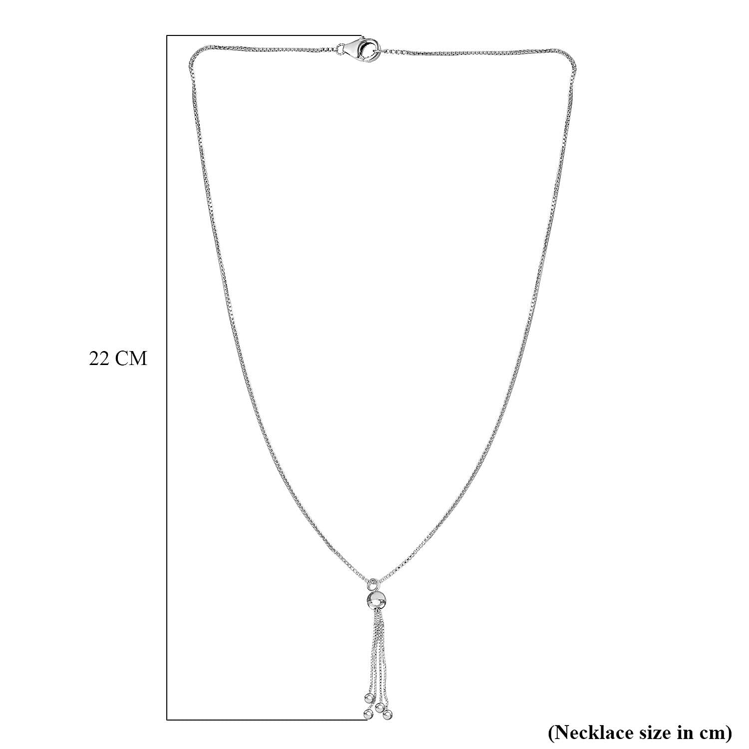 Sterling Silver Beaded Tassle Necklace (Size - 20) with Lobster Clasp