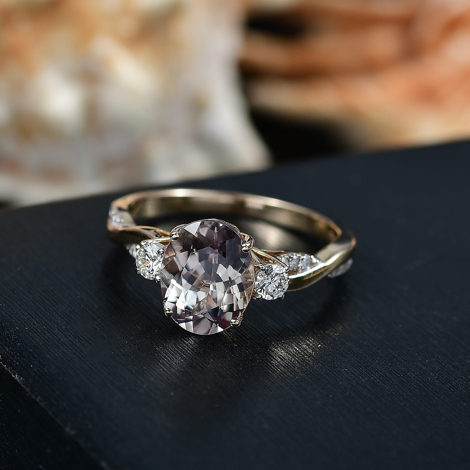 14K Yellow Gold AAA Turkizite, White Diamond I2 Main Stone With Side Stone Ring, Gold Wt.3.5 Gms  3.428  Ct.