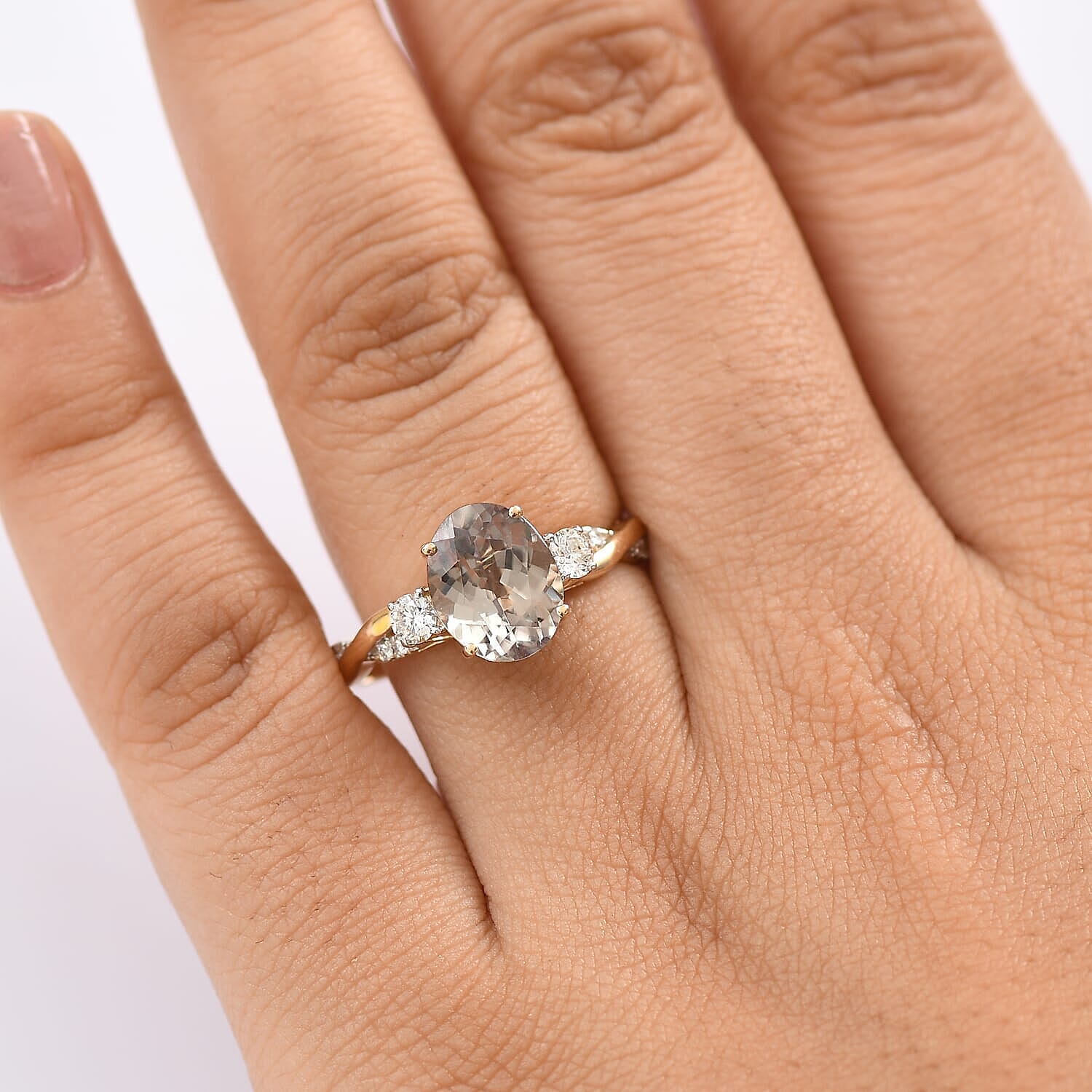 14K Yellow Gold AAA Turkizite, White Diamond I2 Main Stone With Side Stone Ring, Gold Wt.3.5 Gms  3.428  Ct.