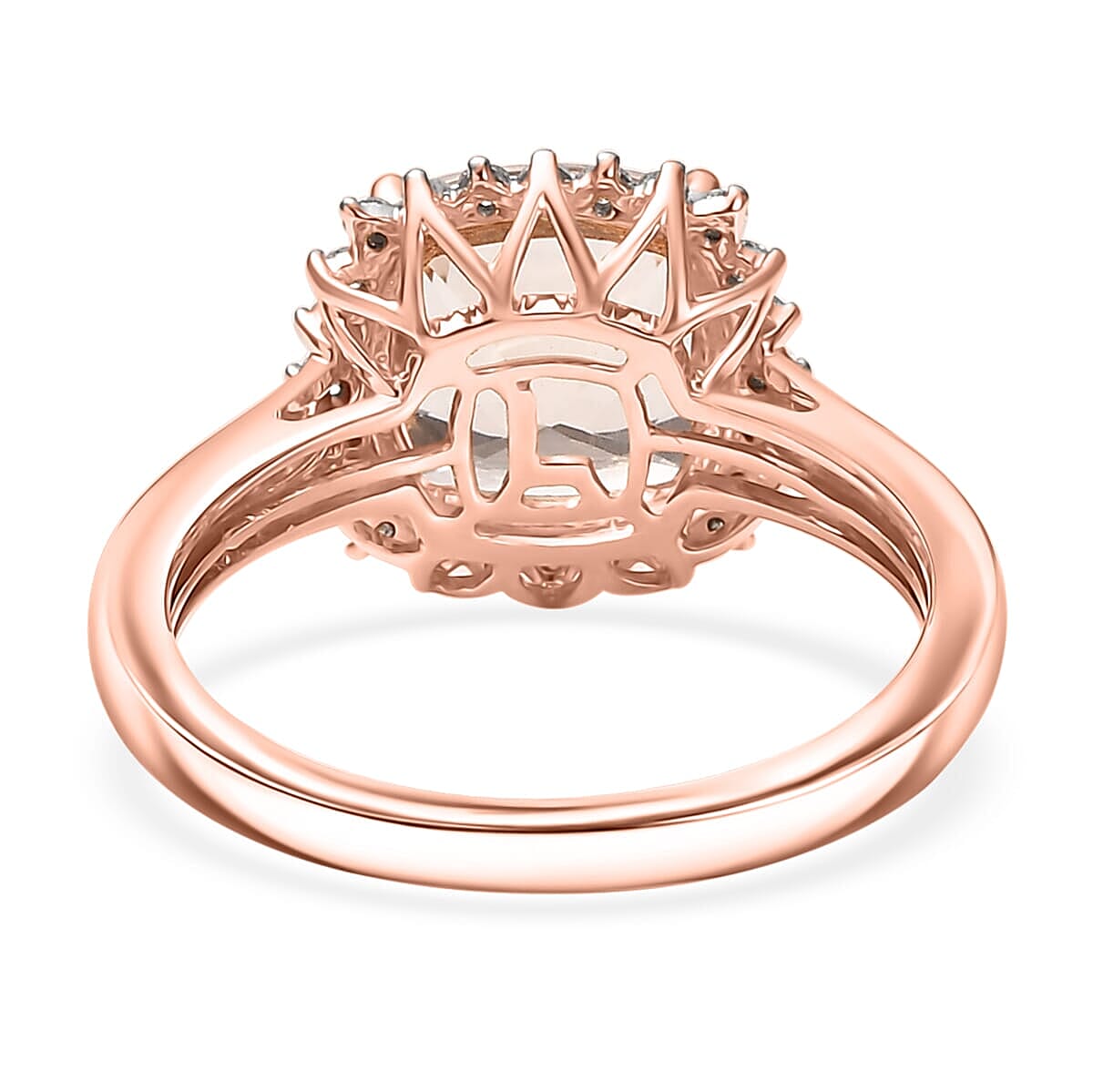 10K Rose Gold AAA Morganite, White Diamond I2 Solitaire Ring, Gold Wt.3.5 Gms 3.748 Ct. 10K Rose Gold AAA Morganite, White Diamond I2 Solitaire Ring, Gold Wt.3.5 Gms 3.748 Ct.