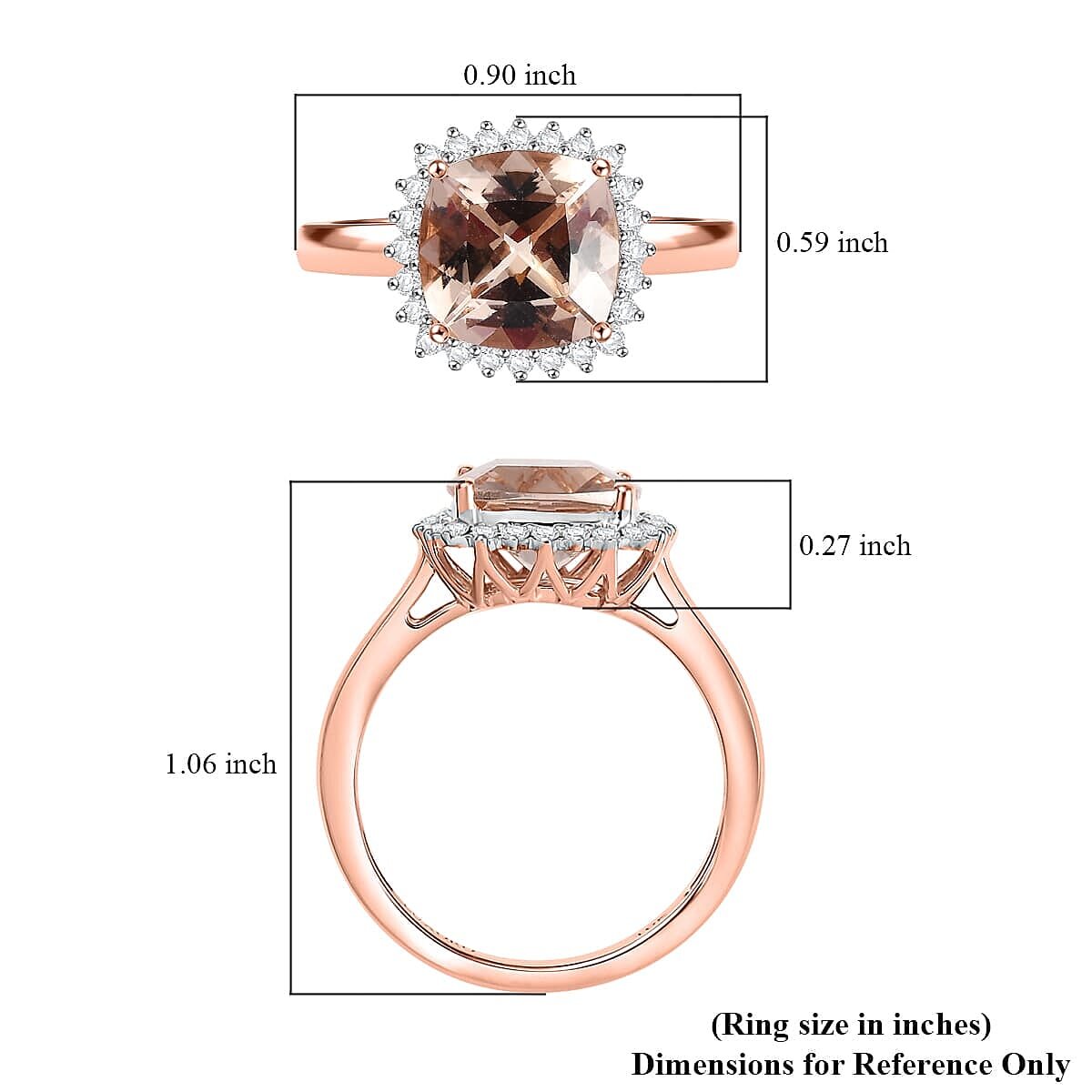 10K Rose Gold AAA Morganite, White Diamond I2 Solitaire Ring, Gold Wt.3.5 Gms 3.748 Ct. 10K Rose Gold AAA Morganite, White Diamond I2 Solitaire Ring, Gold Wt.3.5 Gms 3.748 Ct.