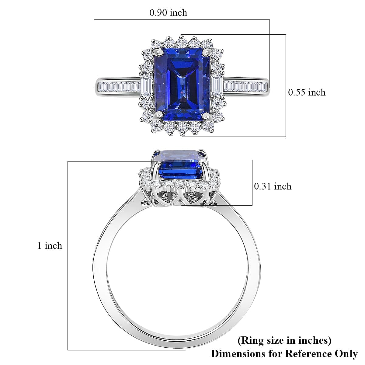 Rhapsody 950 Platinum AAAA Tanzanite White Diamond VS Main Stone With Side Stone Ring, Platinum Wt.5.79 Gms  3.131  Ct.