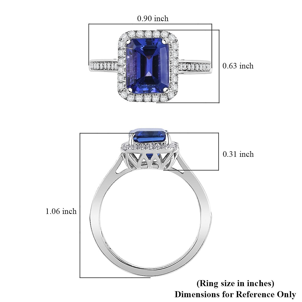 950 Platinum AAAA Tanzanite White Diamond VS-EF Solitaire Ring, Platinum Wt.6 Gms  4.414  Ct.