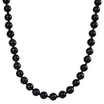 RARE OPPORTUNITY - Black Jadeite Jade Necklace (Size - 20) with Magnetic Clasp in Rhodium Overlay Sterling Silver 670.00 Ct.