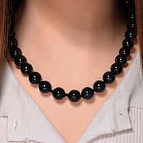 RARE OPPORTUNITY - Black Jadeite Jade Necklace (Size - 20) with Magnetic Clasp in Rhodium Overlay Sterling Silver 670.00 Ct.