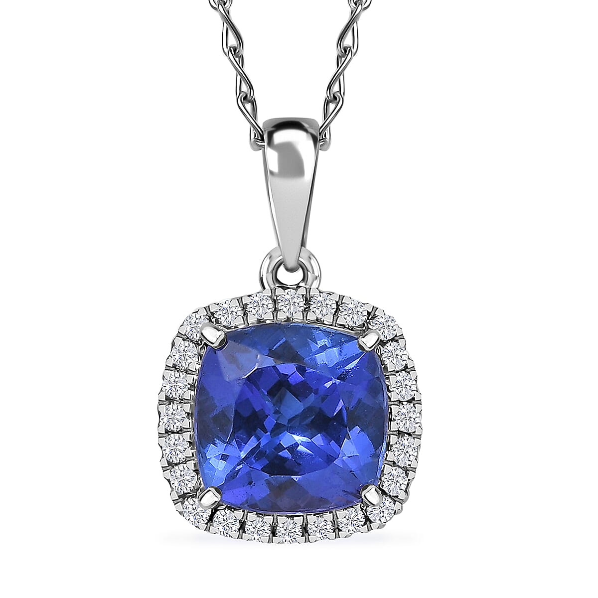 950 Platinum AAAA Tanzanite White Diamond VS-EF Main Stone With Side Stone Pendant, Platinum Wt.2.5 Gms  2.940  Ct.