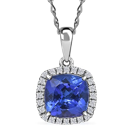 950 Platinum AAAA Tanzanite White Diamond VS-EF Main Stone With Side Stone Pendant, Platinum Wt.2.5 Gms  2.940  Ct.