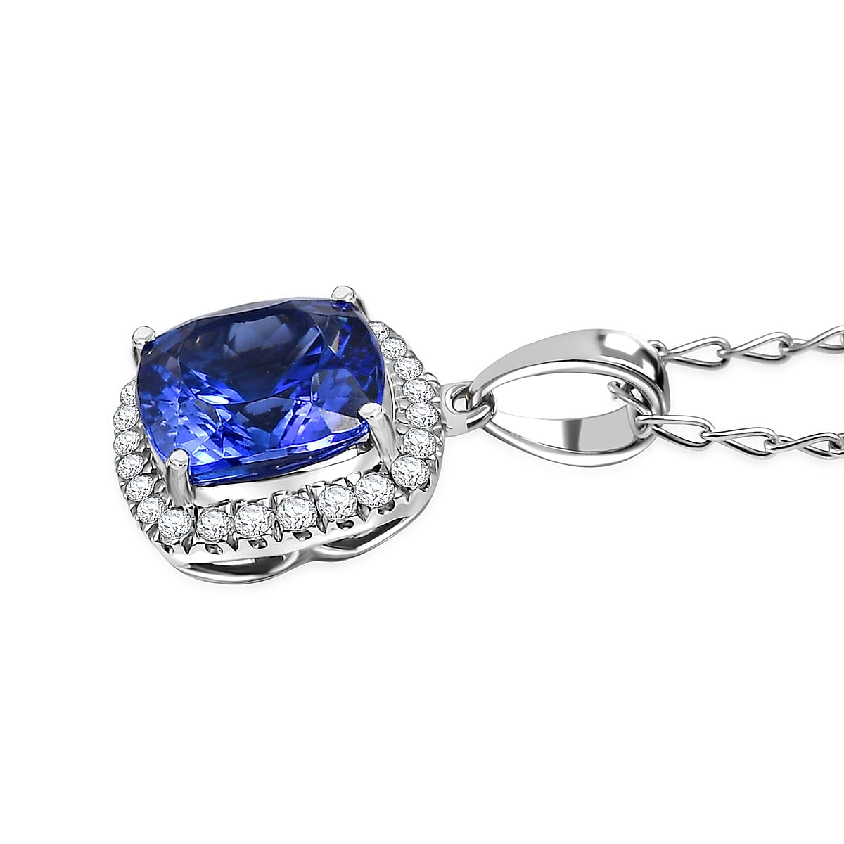 950 Platinum AAAA Tanzanite White Diamond VS-EF Main Stone With Side Stone Pendant, Platinum Wt.2.5 Gms  2.940  Ct.