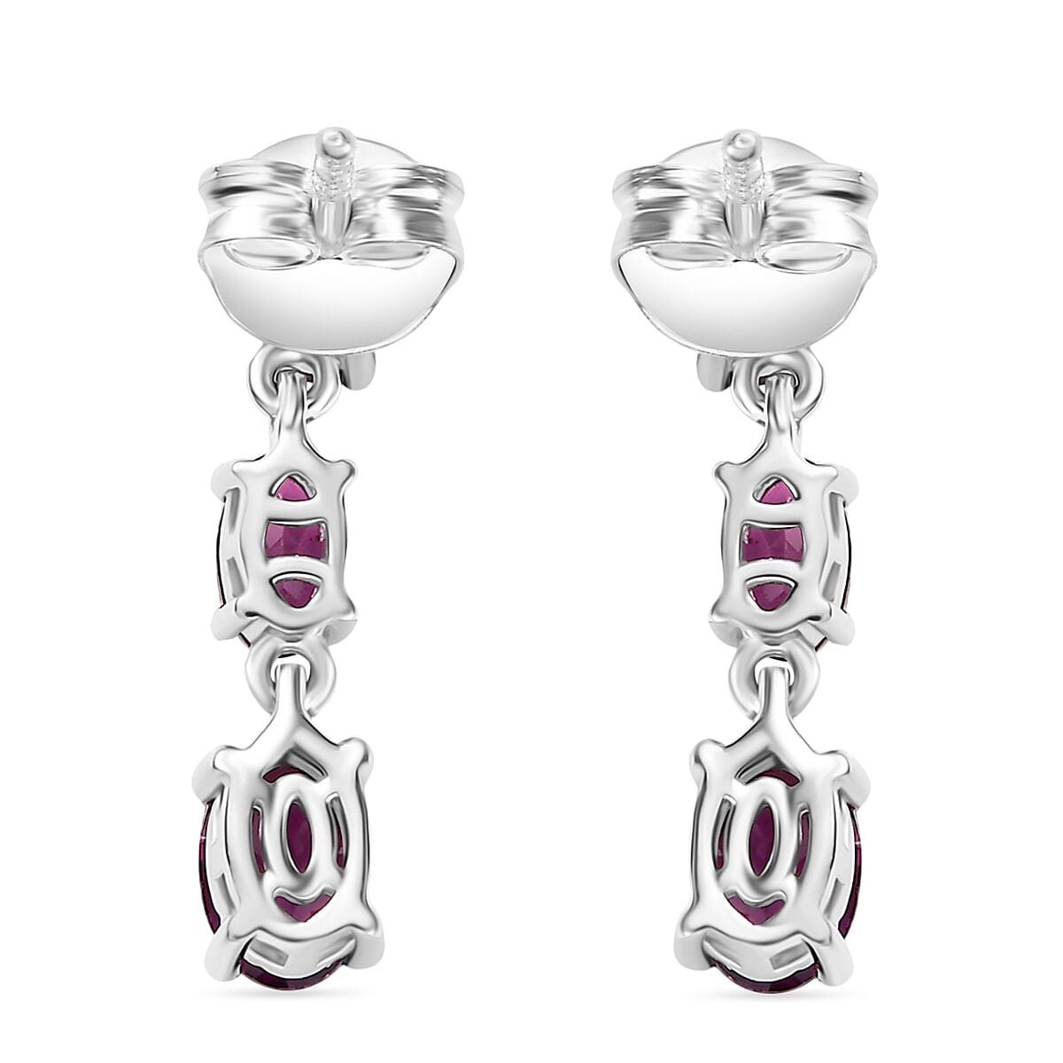 Radiant Ember Garnet Dangling Earring with Push Back in Rhodium OverlaySterling Silver 2.27 Ct. Radiant Ember Garnet Dangling Earring with Push Back in Rhodium OverlaySterling Silver 2.27 Ct.