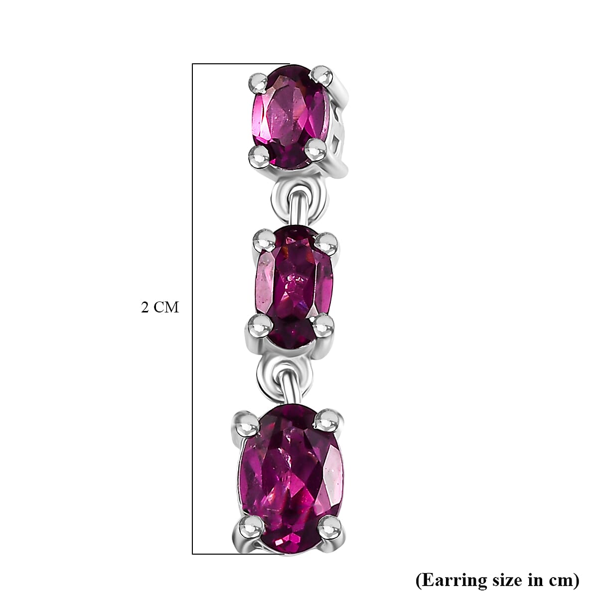 Radiant Ember Garnet Dangling Earring with Push Back in Rhodium OverlaySterling Silver 2.27 Ct. Radiant Ember Garnet Dangling Earring with Push Back in Rhodium OverlaySterling Silver 2.27 Ct.
