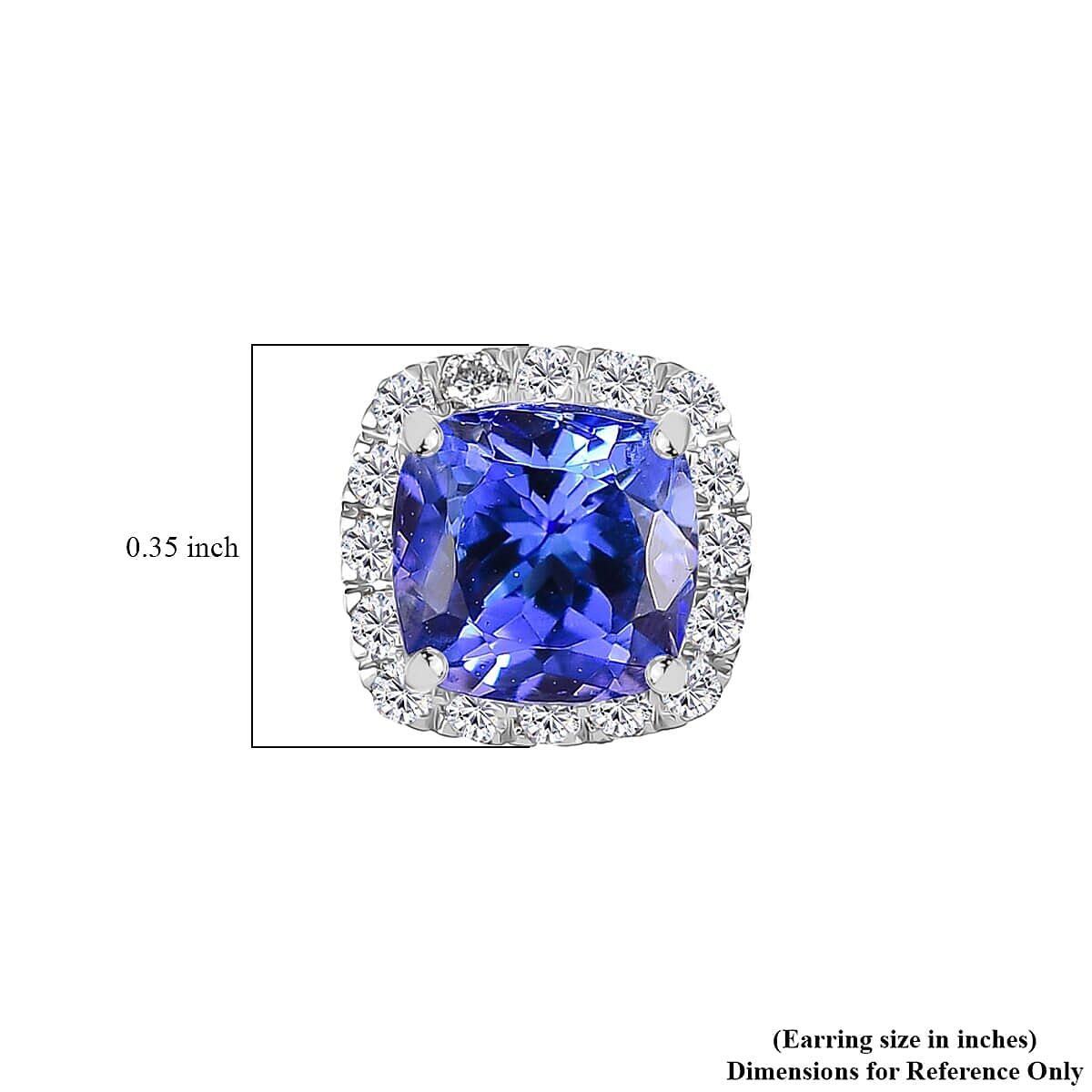 Rhapsody 950 Platinum AAAA Tanzanite & White Diamond (VS-EF) Solitaire Stud Push Post AGI Certified Earring 2.80 Ct, Platinum Wt. 3.90 Gms.