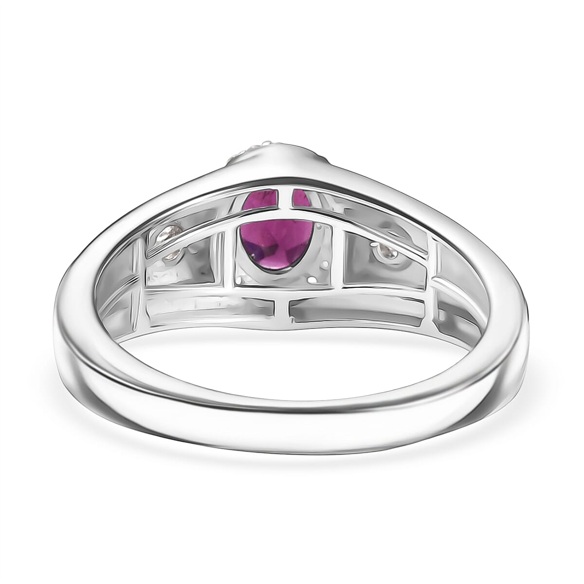 Radiant Ember Garnet & White Zircon Mens Ring in Rhodium Overlay Sterling Silver 1.25 Ct. Radiant Ember Garnet & White Zircon Mens Ring in Rhodium Overlay Sterling Silver 1.25 Ct.