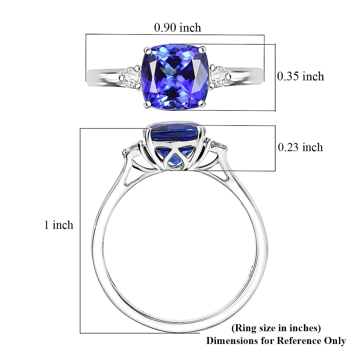 950 Platinum AAAA Tanzanite White Diamond VS-EF Solitaire Ring, Platinum Wt.5 Gms  2.790  Ct.
