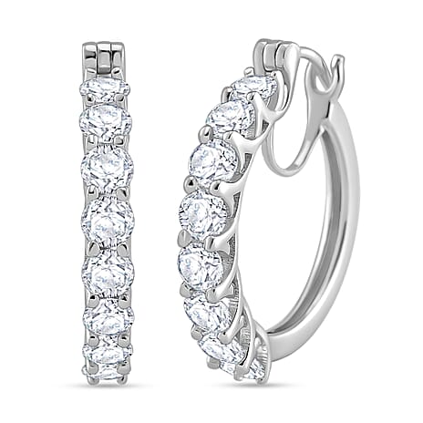 RADIANTA Premium Moissanite - GRA Certified (VVS1-D) Earring with Clasp in Rhodium Overlay Sterling Silver 3.20 Ct.
