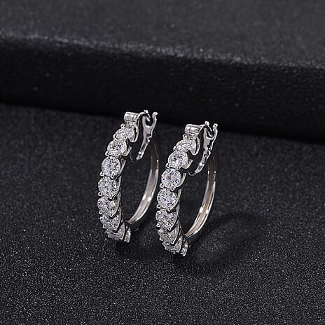 RADIANTA Premium Moissanite - GRA Certified (VVS1-D) Earring with Clasp in Rhodium Overlay Sterling Silver 3.20 Ct.