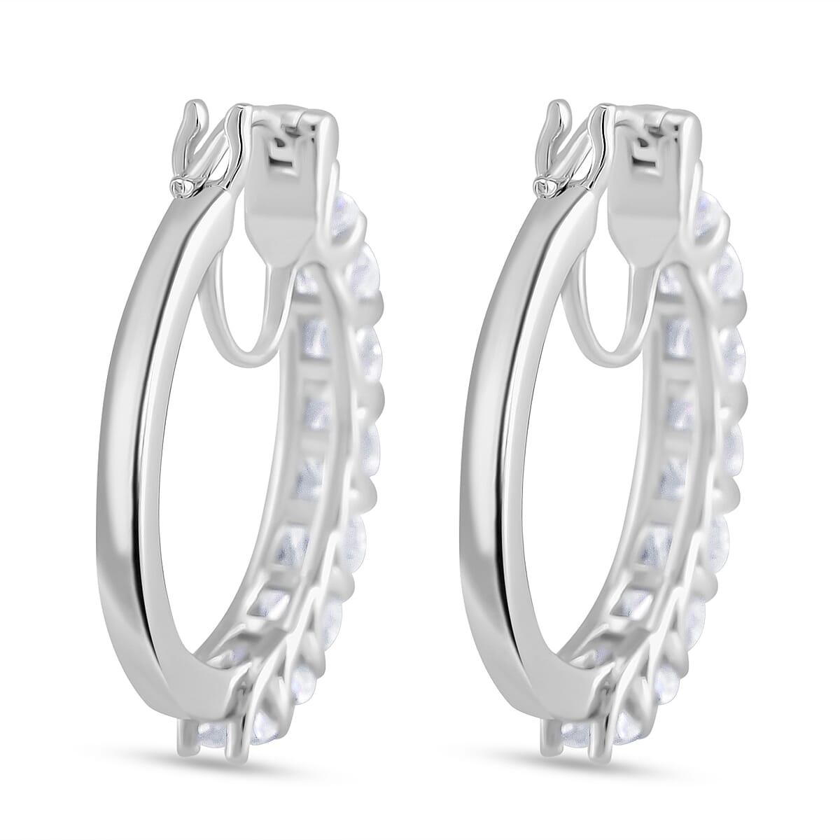 RADIANTA Premium Moissanite - GRA Certified (VVS1-D) Earring with Clasp in Rhodium Overlay Sterling Silver 3.20 Ct. RADIANTA Premium Moissanite - GRA Certified (VVS1-D) Earring with Clasp in Rhodium Overlay Sterling Silver 3.20 Ct.