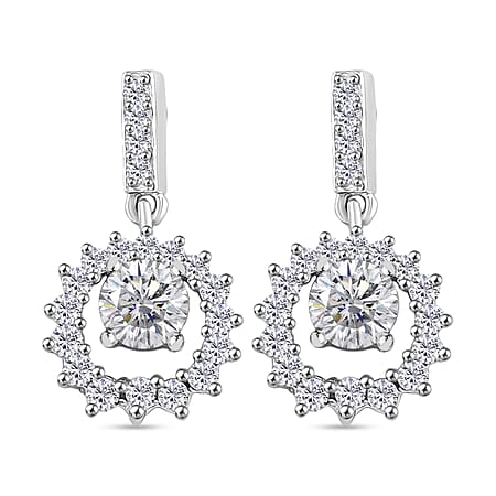 RADIANTA GRA Certified Moissanite Dangling Earrings with Push Back in Rhodium Overlay Sterling Silver (D-VVS1) RADIANTA GRA Certified Moissanite Dangling Earrings with Push Back in Rhodium Overlay Sterling Silver (D-VVS1)