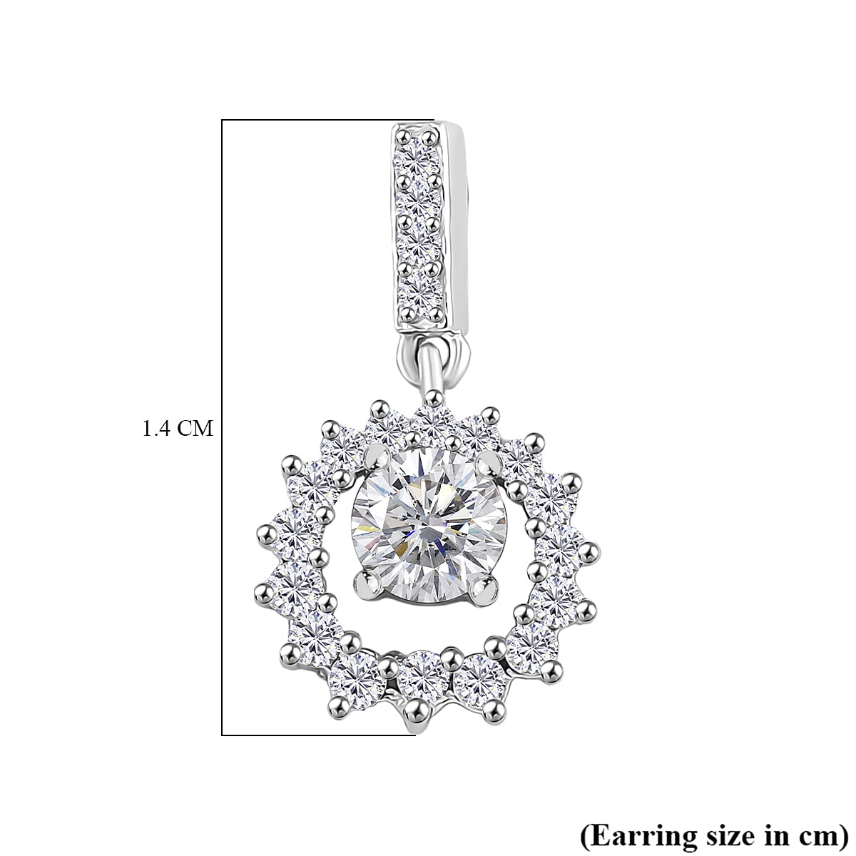 RADIANTA Moissanite - GRA Certified Dangling Earring with Push Back in Rhodium Overlay Sterling Silver RADIANTA Moissanite - GRA Certified Dangling Earring with Push Back in Rhodium Overlay Sterling Silver