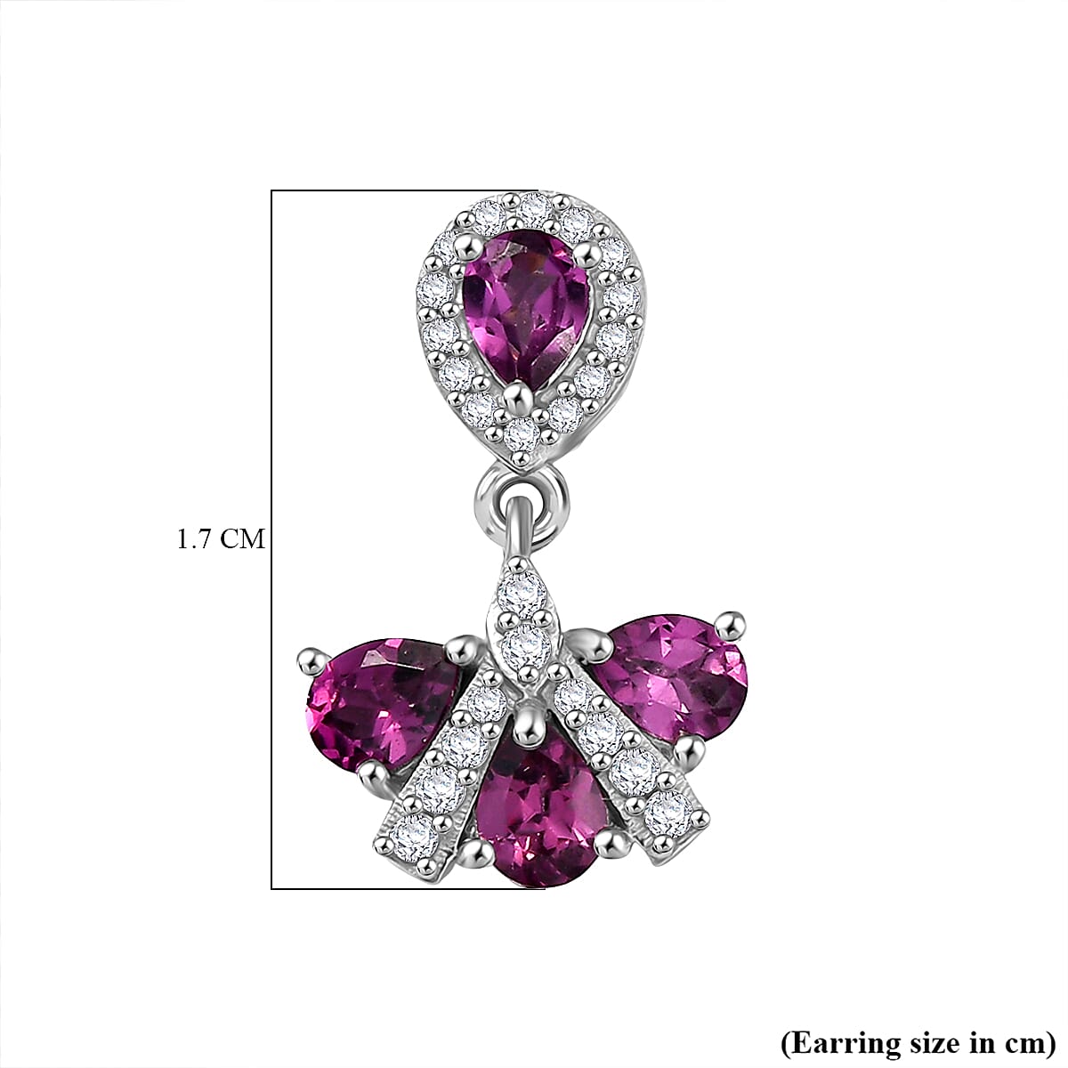 Radiant Ember Garnet & White Zircon Dangling Earring with Push Back in Rhodium Overlay Sterling Silver 1.95 Ct. Radiant Ember Garnet & White Zircon Dangling Earring with Push Back in Rhodium Overlay Sterling Silver 1.95 Ct.
