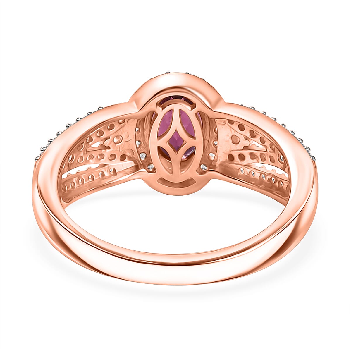 Radiant Ember Garnet & White Zircon Ring in 18K Vermeil Rose Gold Plated Sterling Silver 1.62 Ct. Radiant Ember Garnet & White Zircon Ring in 18K Vermeil Rose Gold Plated Sterling Silver 1.62 Ct.