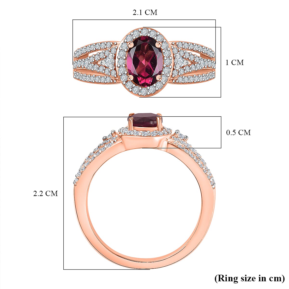 Radiant Ember Garnet & White Zircon Ring in 18K Vermeil Rose Gold Plated Sterling Silver 1.62 Ct. Radiant Ember Garnet & White Zircon Ring in 18K Vermeil Rose Gold Plated Sterling Silver 1.62 Ct.