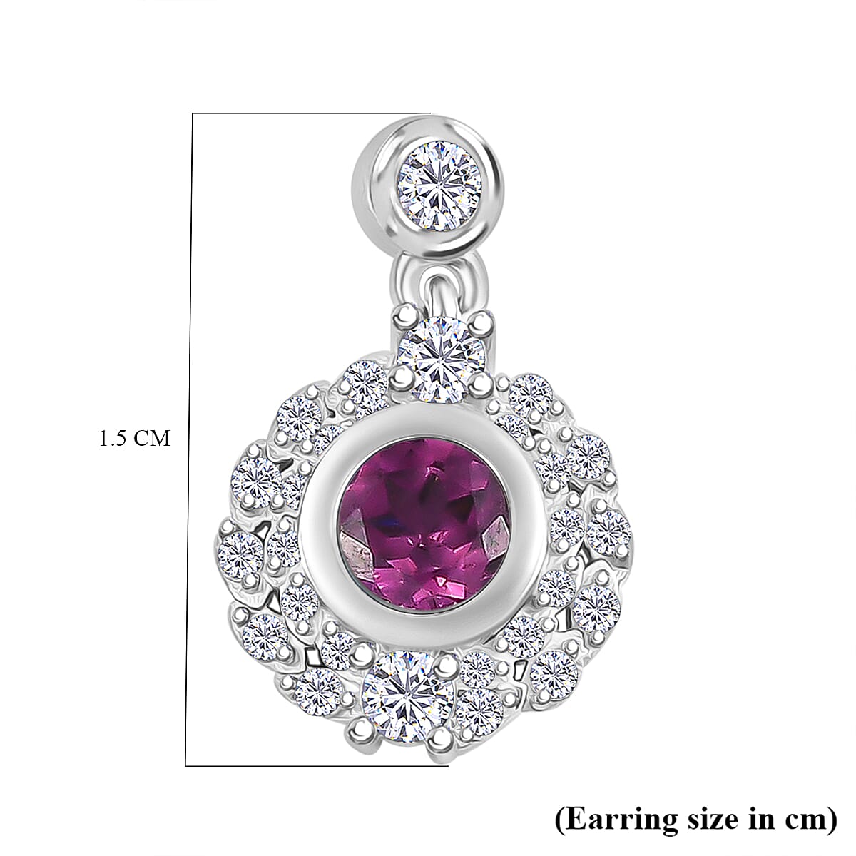Radiant Ember Garnet & White Zircon Dangling Earring with Push Back in Rhodium Overlay Sterling Silver 1.34 Ct. Radiant Ember Garnet & White Zircon Dangling Earring with Push Back in Rhodium Overlay Sterling Silver 1.34 Ct.