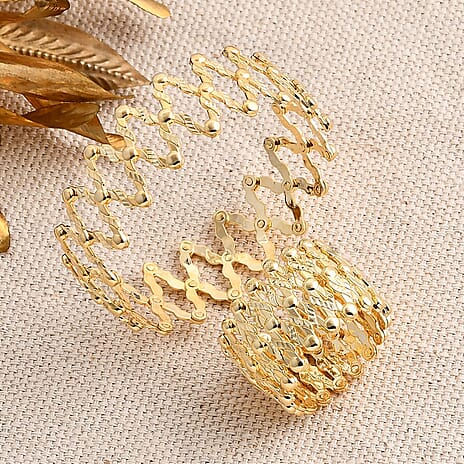 THE ROYAL BALI CONCERTINA RING - 9K Yellow Gold Expanding Ring to Bangle, Gold Wt. 8.01 Gms. Free Size