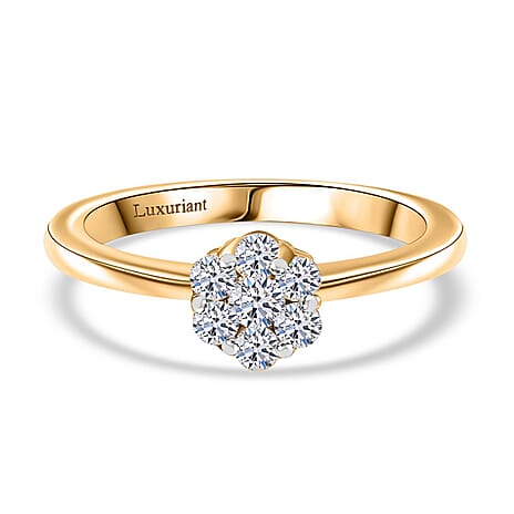 Luxuriant Diamond Lab Grown Diamond (SI-G-H) Ring in 18K Vermeil Yellow Gold Plated Sterling Silver 0.510 Ct.