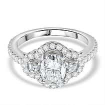 RADIANTA GRA Certified Moissanite D-VVS1 Ring in Rhodium Overlay Sterling Silver 2.32 Ct.