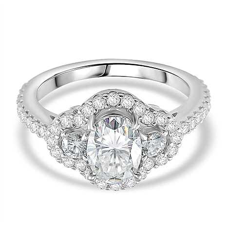 RADIANTA Premium D Colour VVS1 Moissanite GRA Certified Ring in Rhodium Overlay Sterling Silver 2.30 Ct.