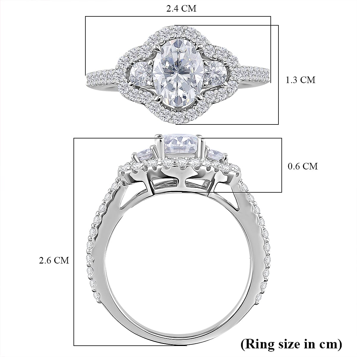 RADIANTA Premium D Colour VVS1 Moissanite GRA Certified Ring in Rhodium Overlay Sterling Silver 2.30 Ct. RADIANTA Premium D Colour VVS1 Moissanite GRA Certified Ring in Rhodium Overlay Sterling Silver 2.30 Ct.