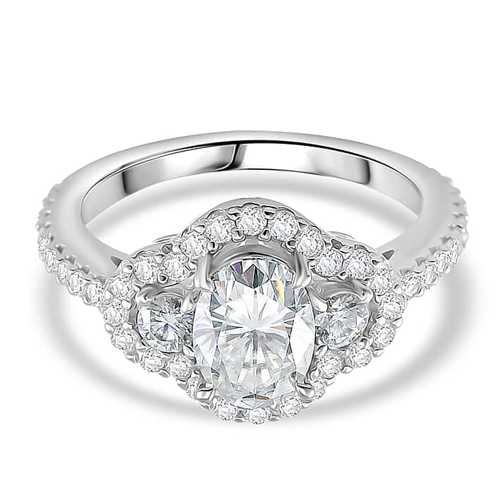 RADIANTA GRA Certified Moissanite D-VVS1 Ring in Rhodium Overlay Sterling Silver 2.32 Ct.