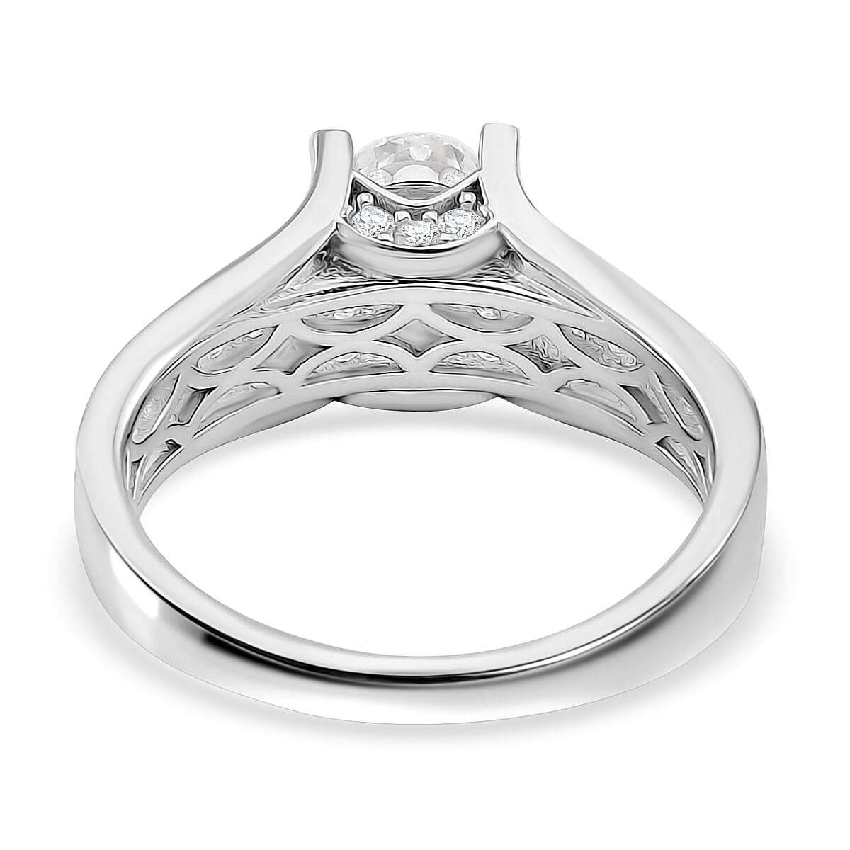 RADIANTA Premium D Colour VVS1 Moissanite GRA Certified Ring in Rhodium Overlay Sterling Silver 2.00 Ct.