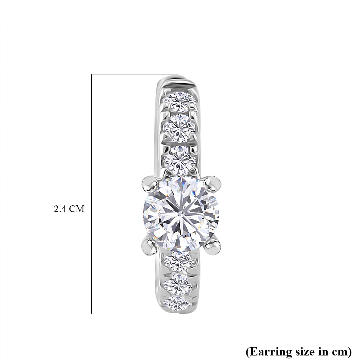 RADIANTA Premium D Colour VVS1 - GRA Certified Moissanite Full Hoop Earring with Clasp in Rhodium Overlay Sterling Silver 1.0 ct RADIANTA Premium D Colour VVS1 - GRA Certified Moissanite Full Hoop Earring with Clasp in Rhodium Overlay Sterling Silver 1.0 ct