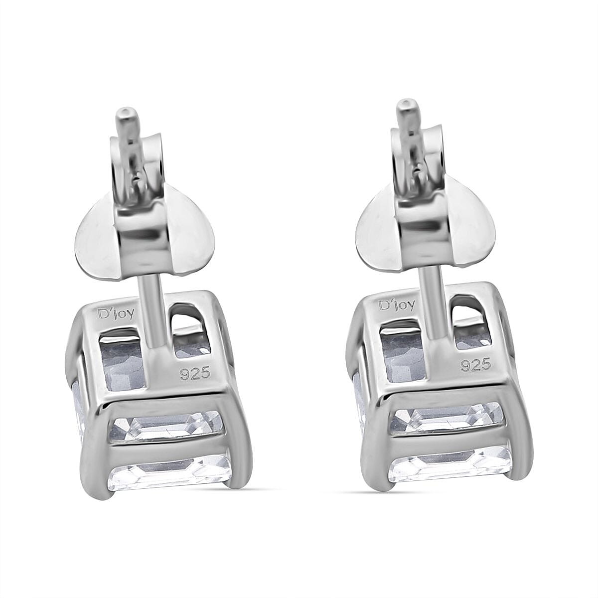 White Zircon Push Back Earring in Rhodium OverlaySterling Silver 2.00 Ct. White Zircon Push Back Earring in Rhodium OverlaySterling Silver 2.00 Ct.