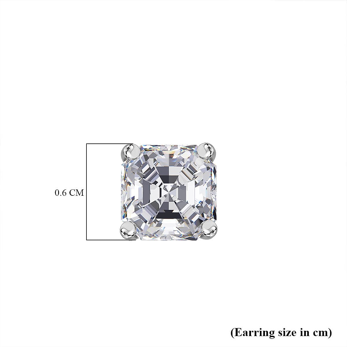 White Zircon Push Back Earring in Rhodium OverlaySterling Silver 2.00 Ct. White Zircon Push Back Earring in Rhodium OverlaySterling Silver 2.00 Ct.