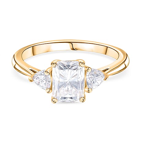 RADIANTA Premium D Colour VVS1 Moissanite GRA Certified Solitaire Ring in 18K Vermeil Yellow Gold Plated Sterling Silver 2.50 Ct.