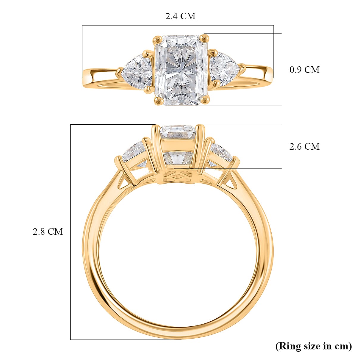 RADIANTA Premium D Colour VVS1 Moissanite GRA Certified Solitaire Ring in 18K Vermeil Yellow Gold Plated Sterling Silver 2.50 Ct. RADIANTA Premium D Colour VVS1 Moissanite GRA Certified Solitaire Ring in 18K Vermeil Yellow Gold Plated Sterling Silver 2.50 Ct.