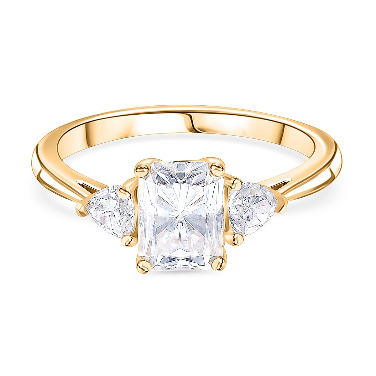 RADIANTA GRA Certified Moissanite D-VVS1 Solitaire Ring in 18K Vermeil Yellow Gold Plated Sterling Silver 2.50 Ct.