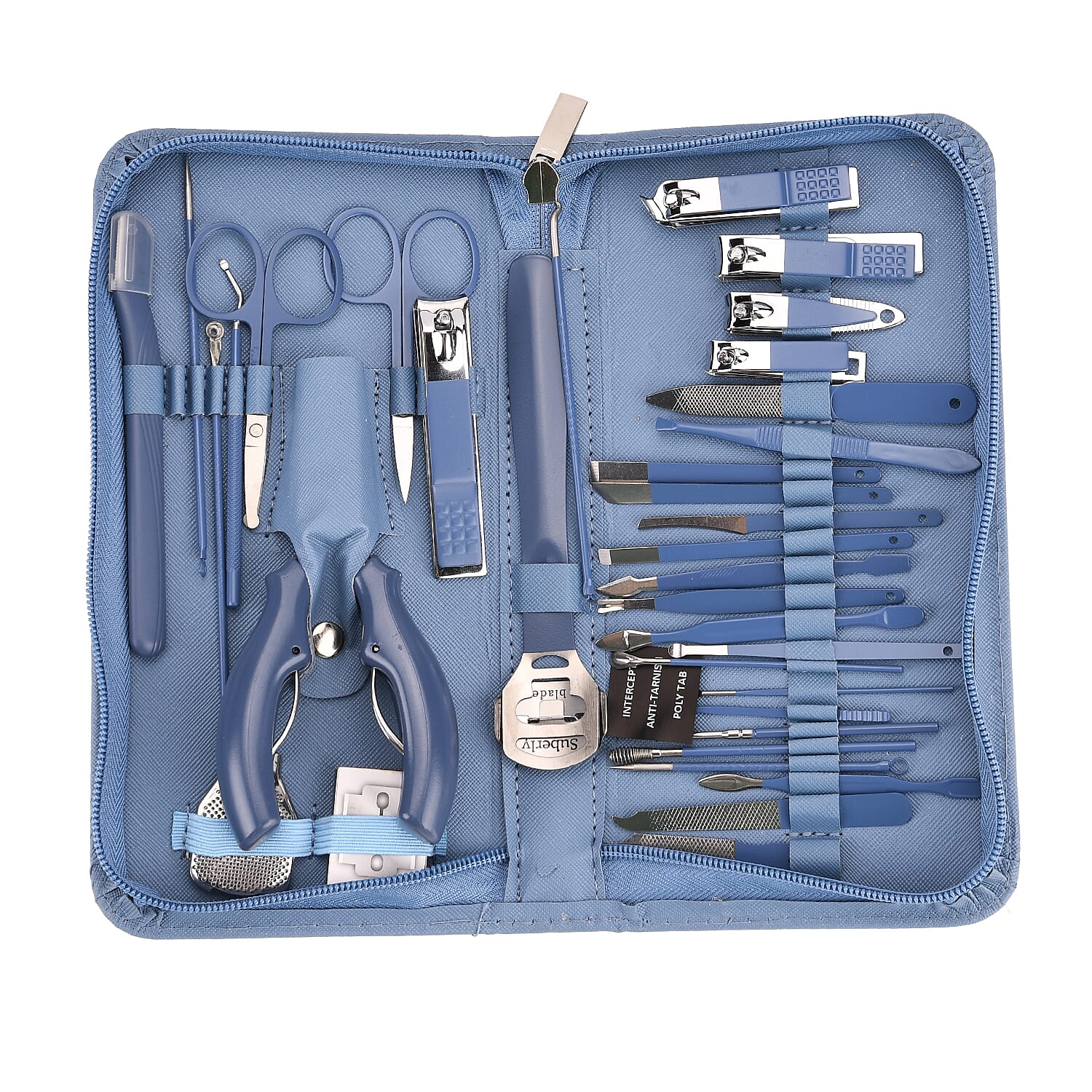 Set of 35-Piece Manicure Set - Metal Grooming Tools - Blue