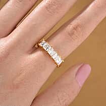 RADIANTA GRA Certified Moissanite 5 Stone Ring in 18K Vermeil Yellow Gold Plated Sterling Silver 2.00 Ct.