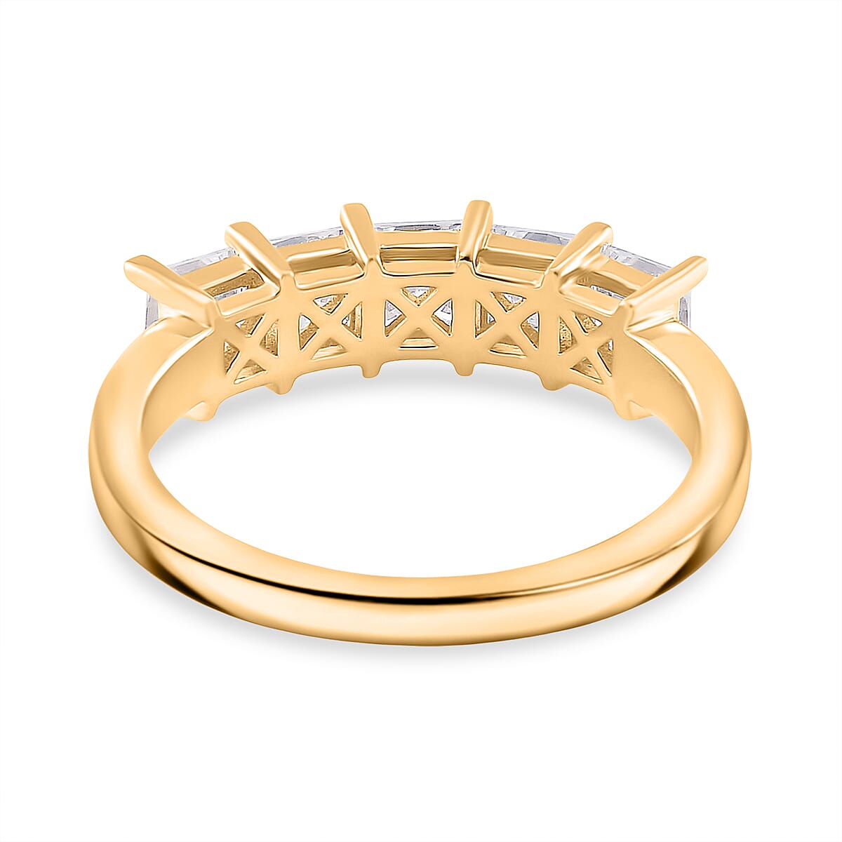 RADIANTA Premium D Colour (VVS1-D) Moissanite GRA Certified 5 Stone Ring in 18K Vermeil Yellow Gold Plated Sterling Silver 2.00 Ct.