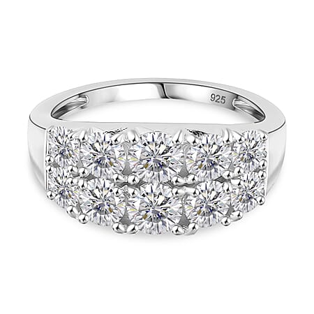RADIANTA GRA Certified Moissanite D-VVS1 Ring in Rhodium Overlay Sterling Silver 2.36 Ct.