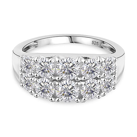 Moissanite GRA Certified (VVS1-D) Ring in Rhodium Overlay Sterling Silver 2.36 Ct.