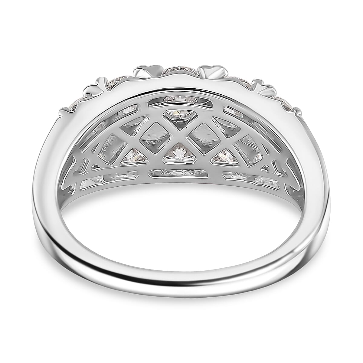 Moissanite GRA Certified (VVS1-D) Ring in Rhodium Overlay