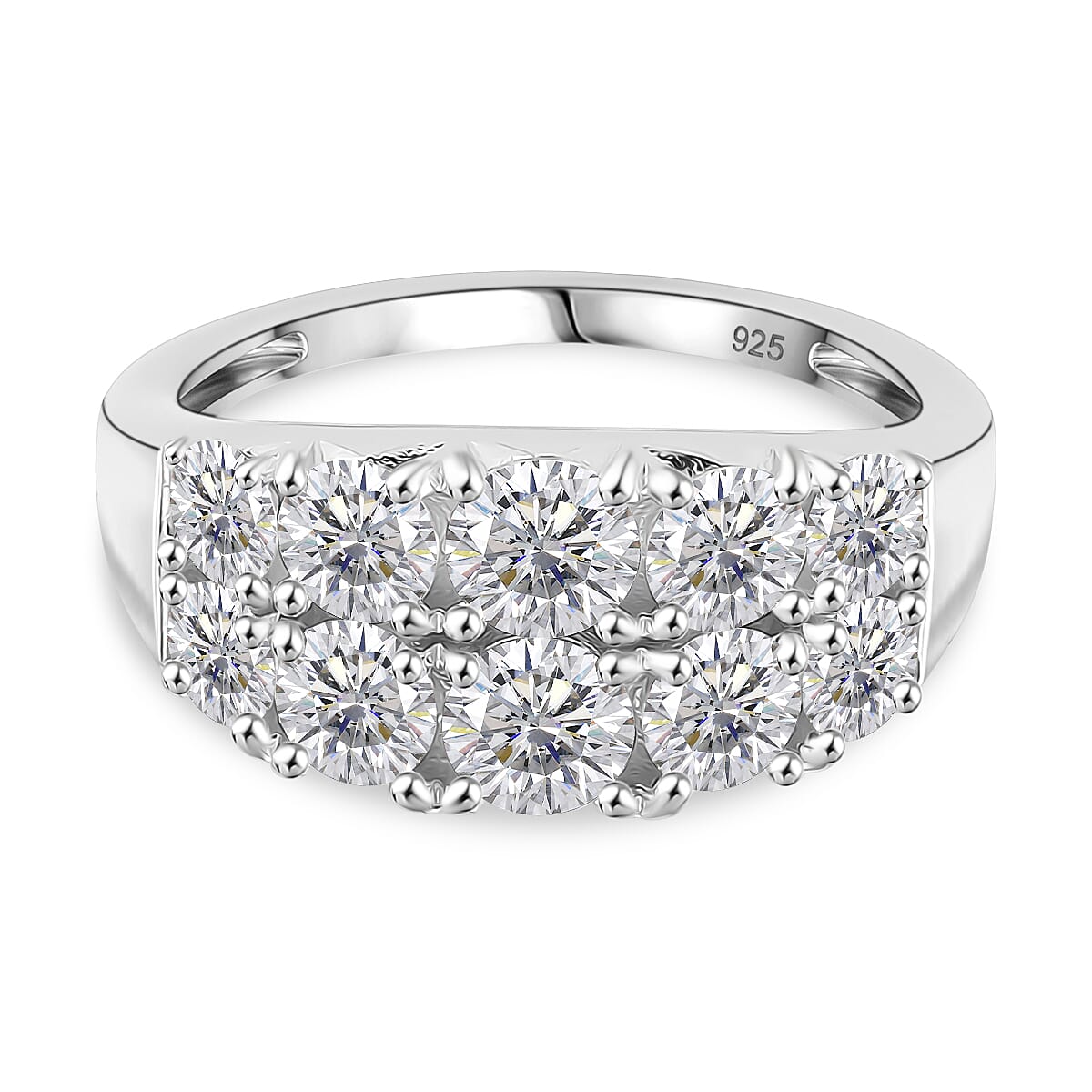 RADIANTA GRA Certified Moissanite D-VVS1 Ring in Rhodium Overlay Sterling Silver 2.36 Ct.