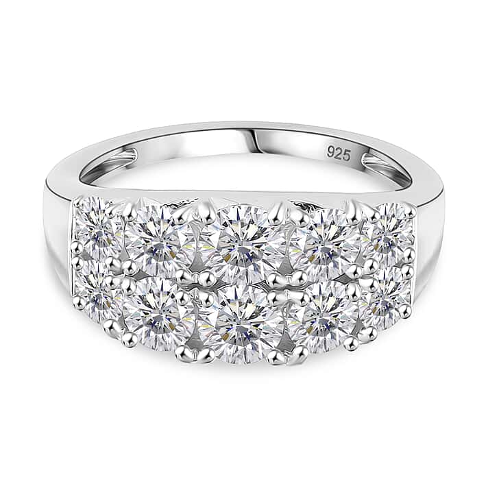 RADIANTA GRA Certified Moissanite D-VVS1 Ring in Rhodium Overlay Sterling Silver 2.36 Ct.