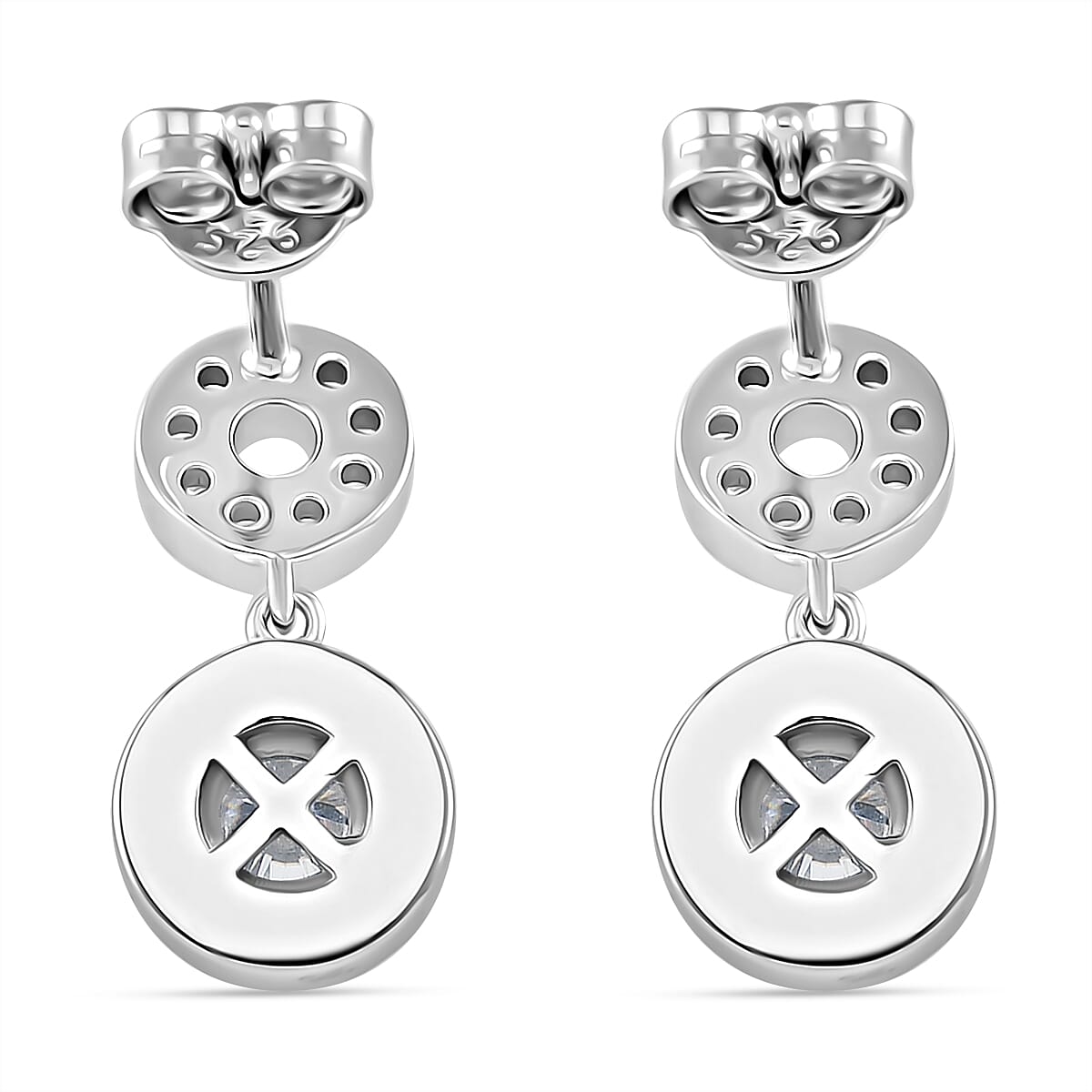 RADIANTA Premium D Colour VVS1 - GRA Certified (VVS1-D) Moissanita Dangling Earring with Push Back in Rhodium Overlay Sterling Silver 1.40 Ct. RADIANTA Premium D Colour VVS1 - GRA Certified (VVS1-D) Moissanita Dangling Earring with Push Back in Rhodium Overlay Sterling Silver 1.40 Ct.